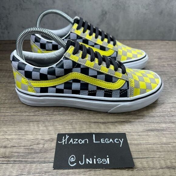 Vans~Women’s~Low Pro Old School Checkerboard~Yellow & Grey Men's 5.5 / Women's 7 - Picture 2 of 8